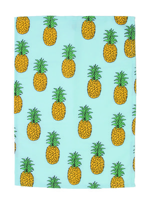Woouf! Pineapple Tea towel. Blue,Yellow,Green