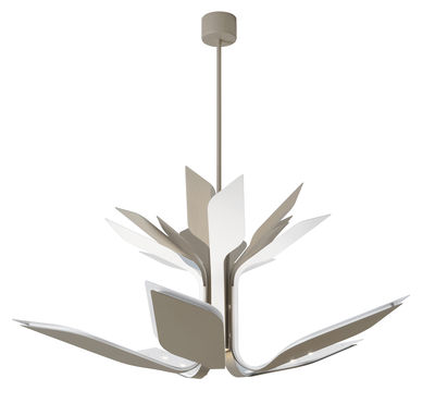 Lumen Center Italia Foliage S5 Pendant - LED - 5 arms - Ø 110 cm. Mat white,Sand grey