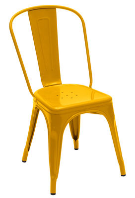 Tolix A Stackable chair - Steel - Shinny colour. Yellow