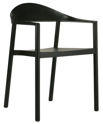 Plank Monza Stackable armchair - Plastic & painted wood. Black