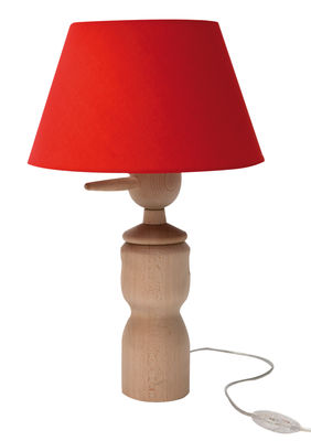 Valsecchi 1918 Pinocchio Table lamp. Red,Natural wood