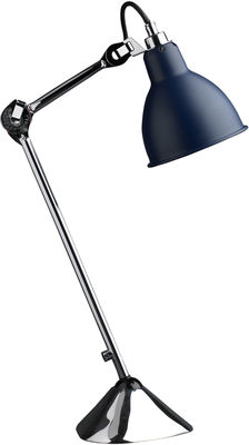 DCW éditions - Lampes Gras N°205 Table lamp. Chromed,Matt blue