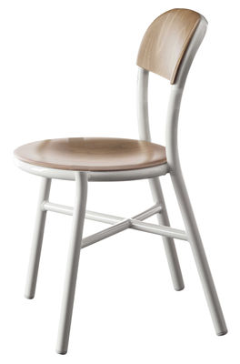 Magis Pipe Stackable chair - Wood & metal. White,Natural beechwood