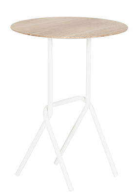 Hartô Désiré Supplement table - Pedestal table. White,Natural oak