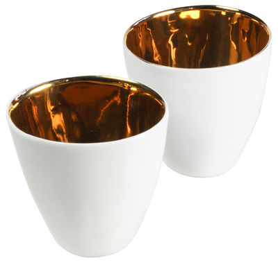 Tsé-Tsé Assoiffées Cup - Set of 2. White,Gold