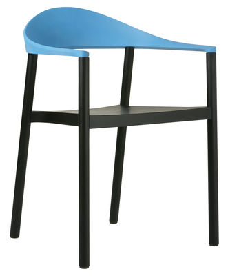 Plank Monza Stackable armchair - Plastic & painted wood. Blue,Black