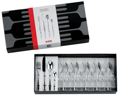 Alessi Nuovo Milano Kitchen cupboard - 24 pieces of cutlery. Polished steel