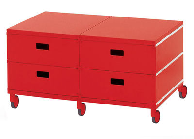 Magis Plus Unit Storage - 4 drawers - On wheels. Red
