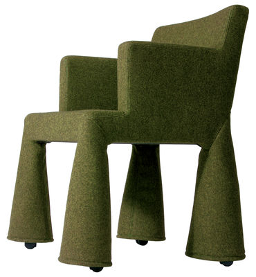Moooi V.I.P. Chair Castor armchair. Khaki green