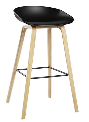 Hay About a Stool Bar stool - H 75 cm - Plastic & wood legs. White,Natural wood