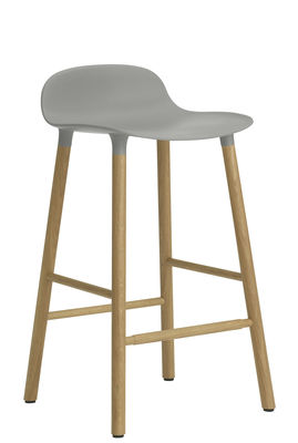 Normann Copenhagen Form Bar stool - H 65 cm / Oak leg. Grey,Oak