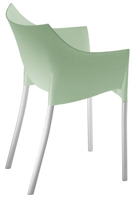 Kartell Dr. No Stackable armchair - Plastic & metal legs. Light green
