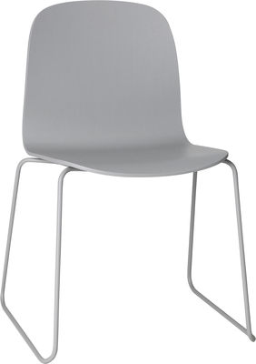 Muuto Visu Stackable chair - Wood / Sledge leg. Grey