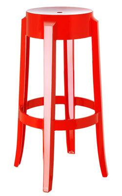 Kartell Charles Ghost Bar stool - H 75 cm - Plastic. Opaque red
