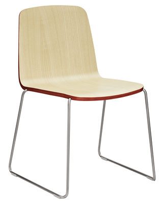 Normann Copenhagen Just Stackable chair - Wood. Red,Chromed,Ash