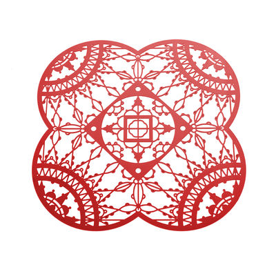 Driade Kosmo Petal Italic Lace Glass coaster - 10 x 10 cm - Set of 4. Red