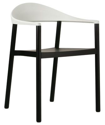 Plank Monza Stackable armchair - Plastic & painted wood. White,Black
