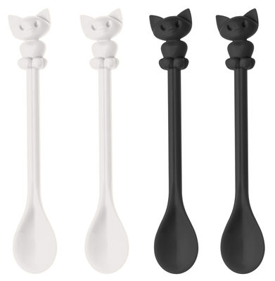 Koziol Miaou / Happy Spoons Coffee spoon - Set of 4. White,Black