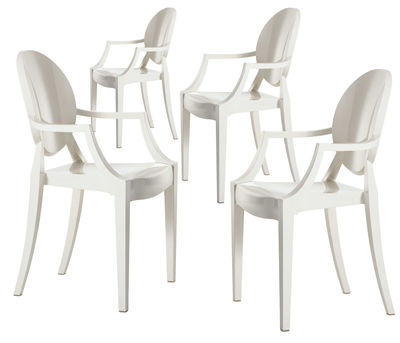 Kartell Louis Ghost Stackable armchair - opaque / Set of 4. Opaque white