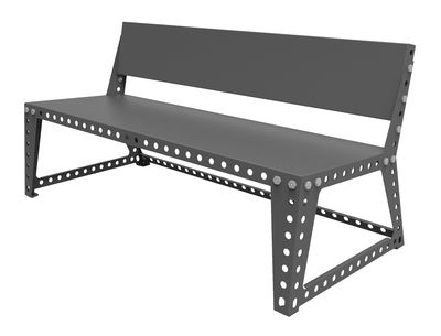 Meccano Home Outdoor Bench with backrest - L 140 cm - Metal. Grey