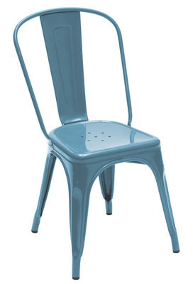 Tolix A Stackable chair - Steel - Shinny colour. Blue