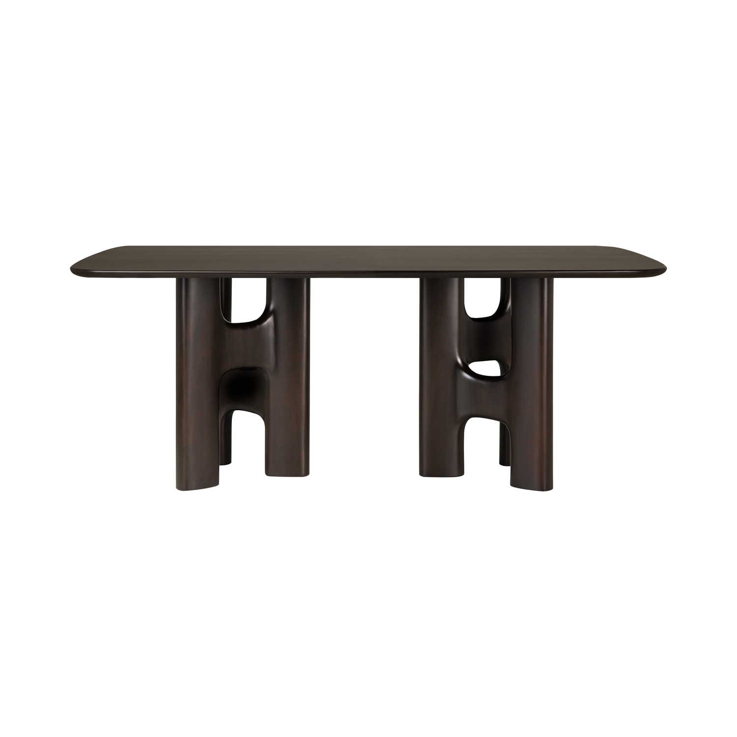 Ethnicraft Brown - Rectangular Table Flow - Stained Mahogany - Designer Alain Van Havre