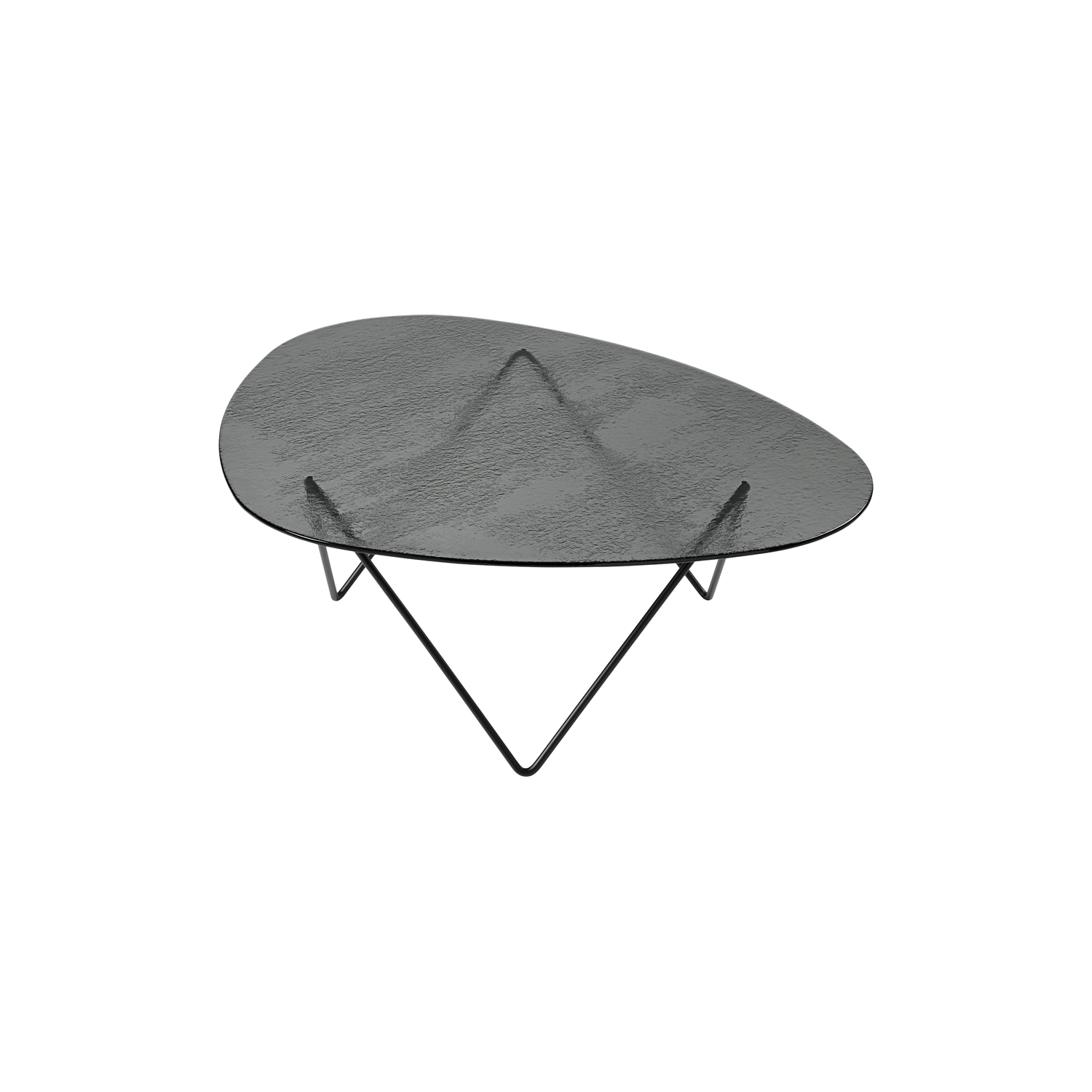 Gubi Grey - Coffee Table Pedrera - Textured Tempered Glass - Designer Barba Corsini