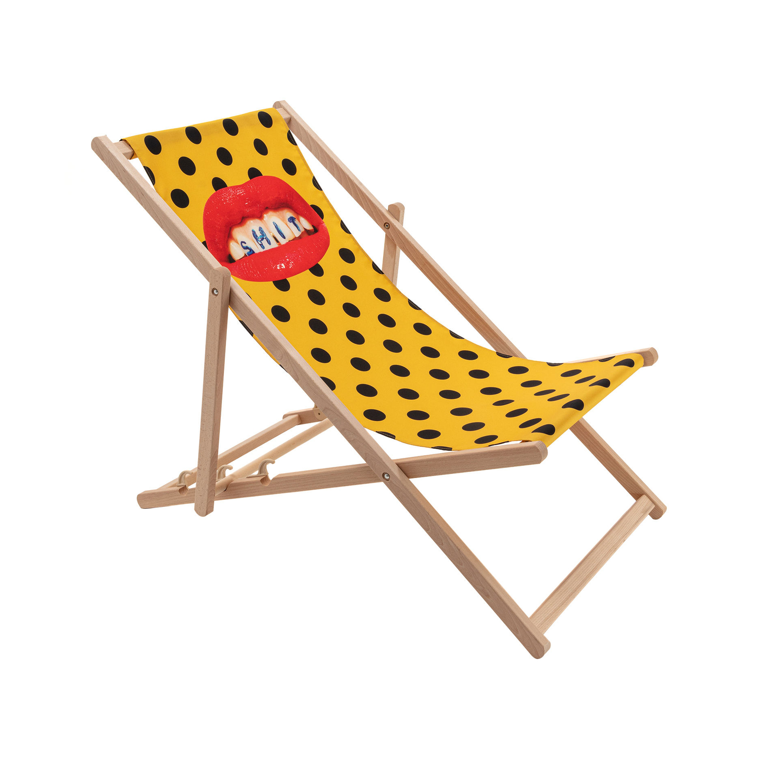 Seletti Black - Reclining Folding Sun Lounger Toilet Paper - Multicoloured - Natural Beechwood - Designer Pierpaolo Ferrari