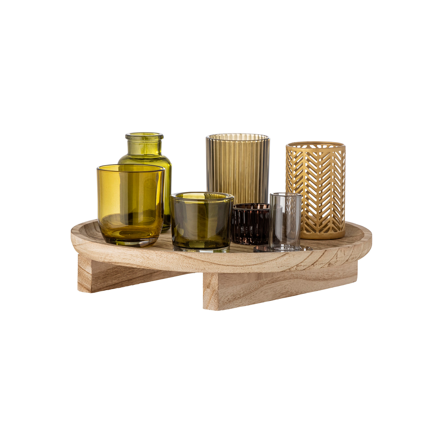 Bloomingville Light - Candle Holder Bougeoirs - Multicoloured - Paulownia Wood