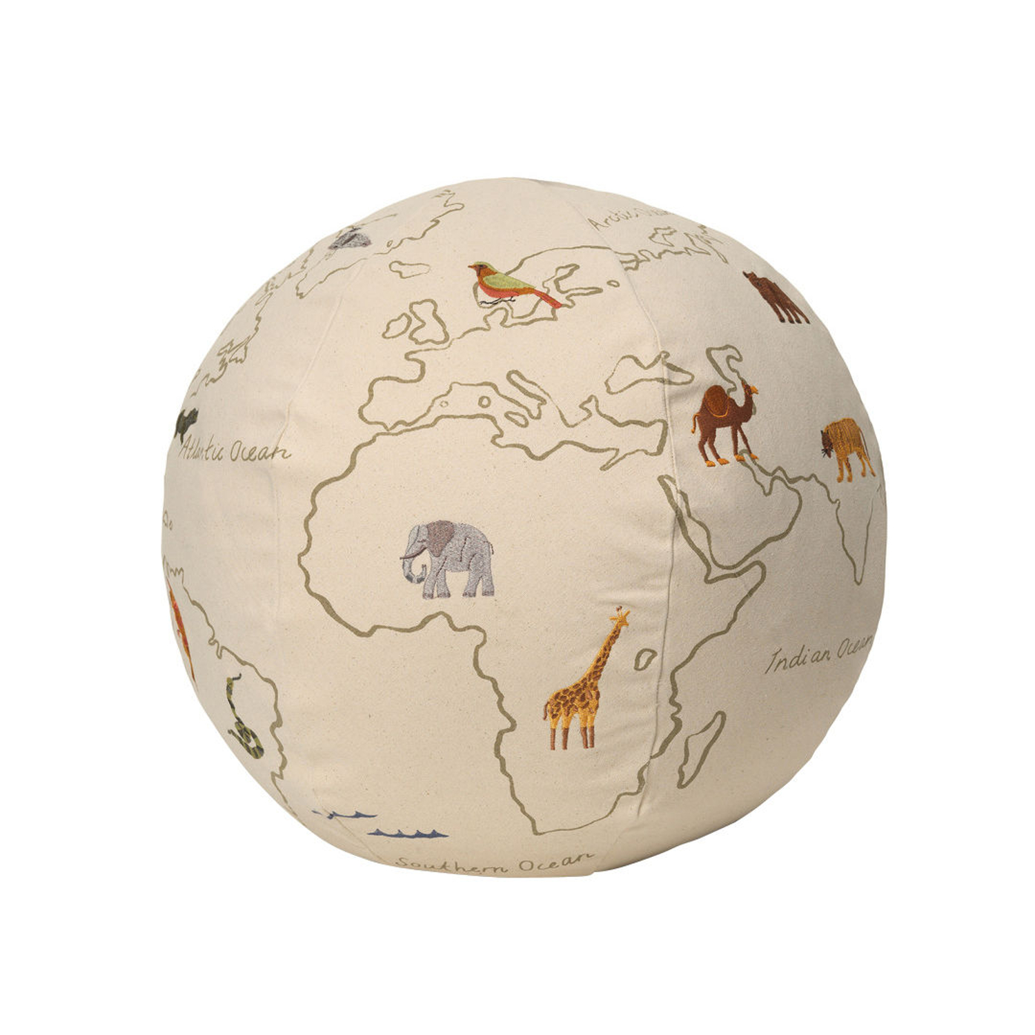Ferm Living - Pouf enfant The World - Blanc - Coton organique - Designer Trine Andersen