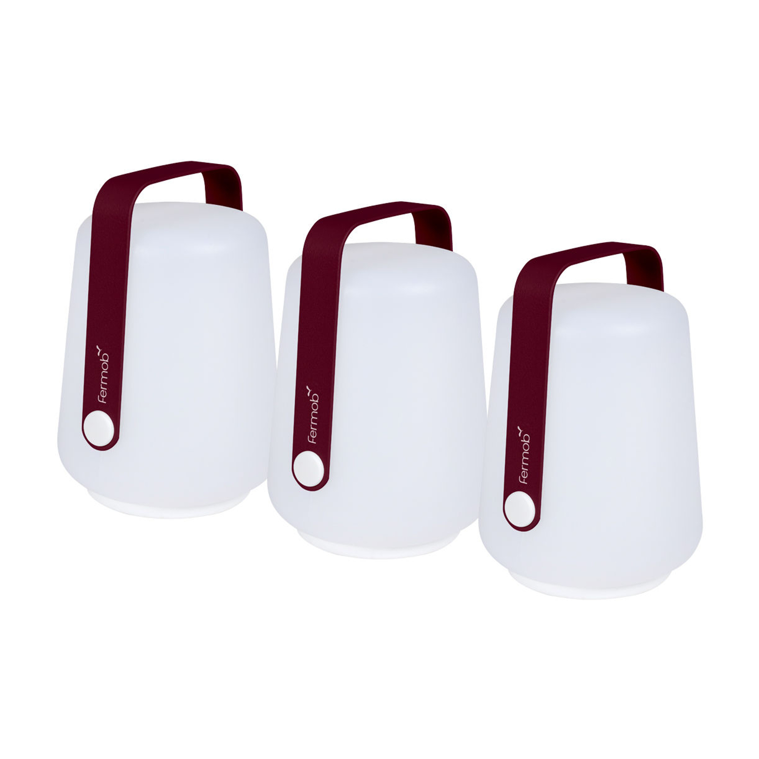 Fermob - Set Of 3 Wireless Rechargeable Outdoor Lamps Balad - Purple - Polythene - Designer Tristan Lohner