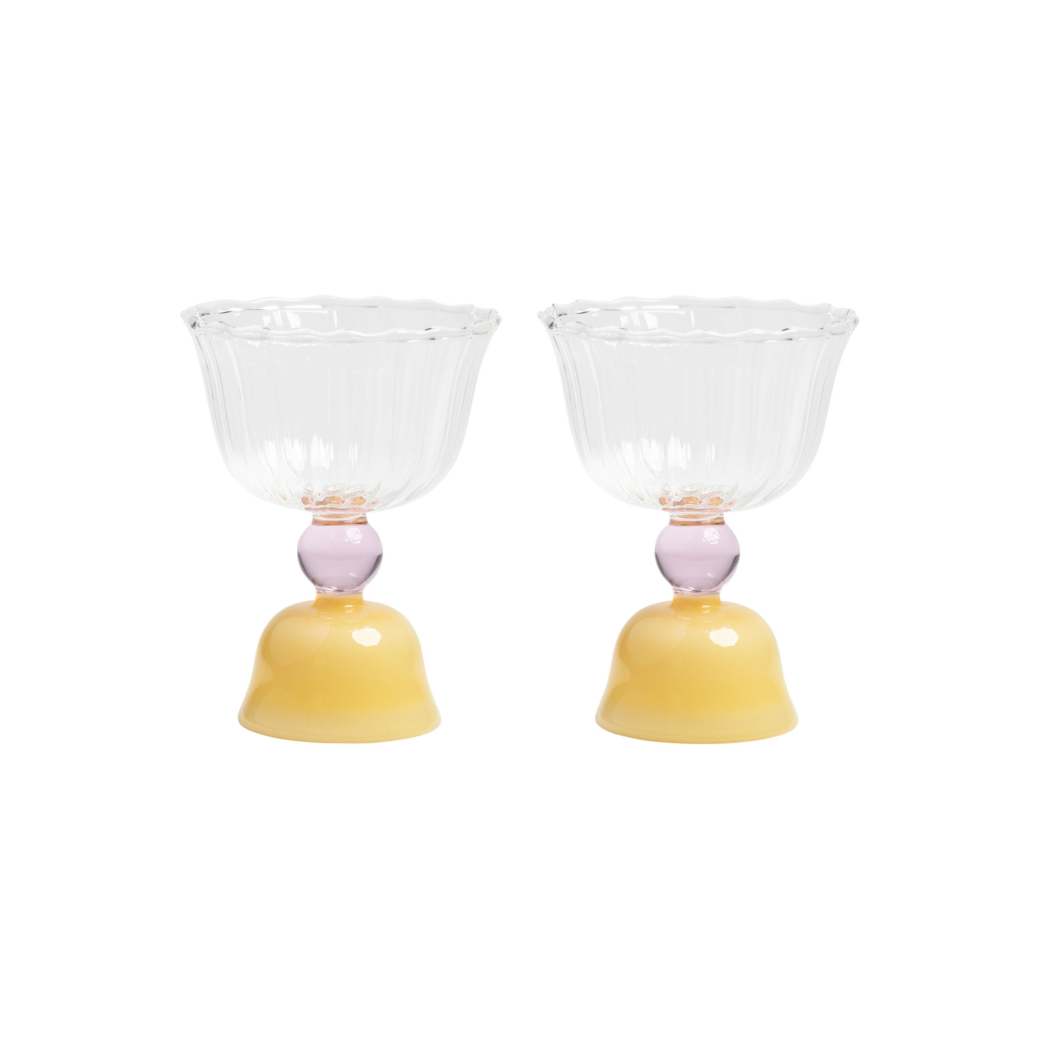 Klevering Yellow & - Set Of 2 - 20 Cl Tulip - Glass
