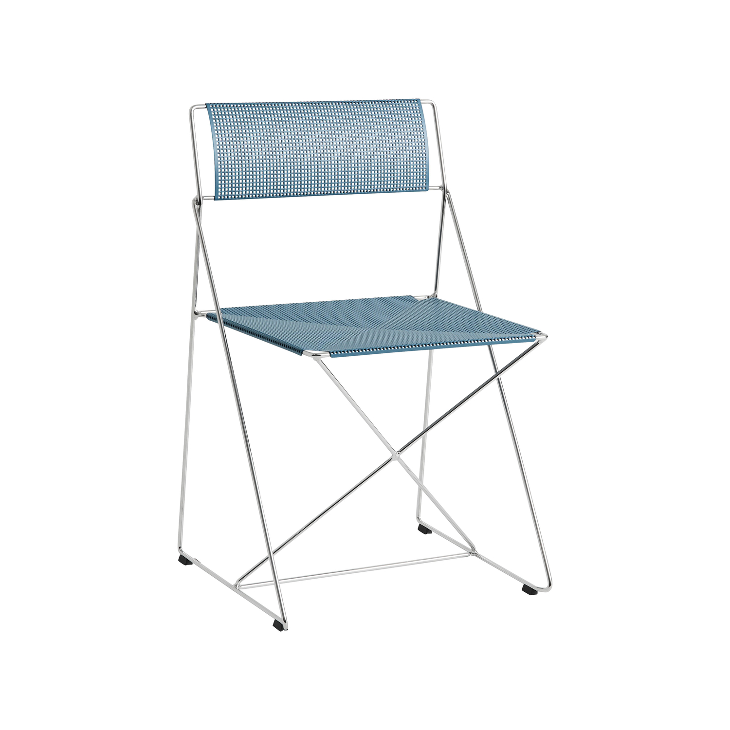 Hay Blue - Stacking Chair X-Line - Chromed Steel - Designer Niels Jørgen Haugesen