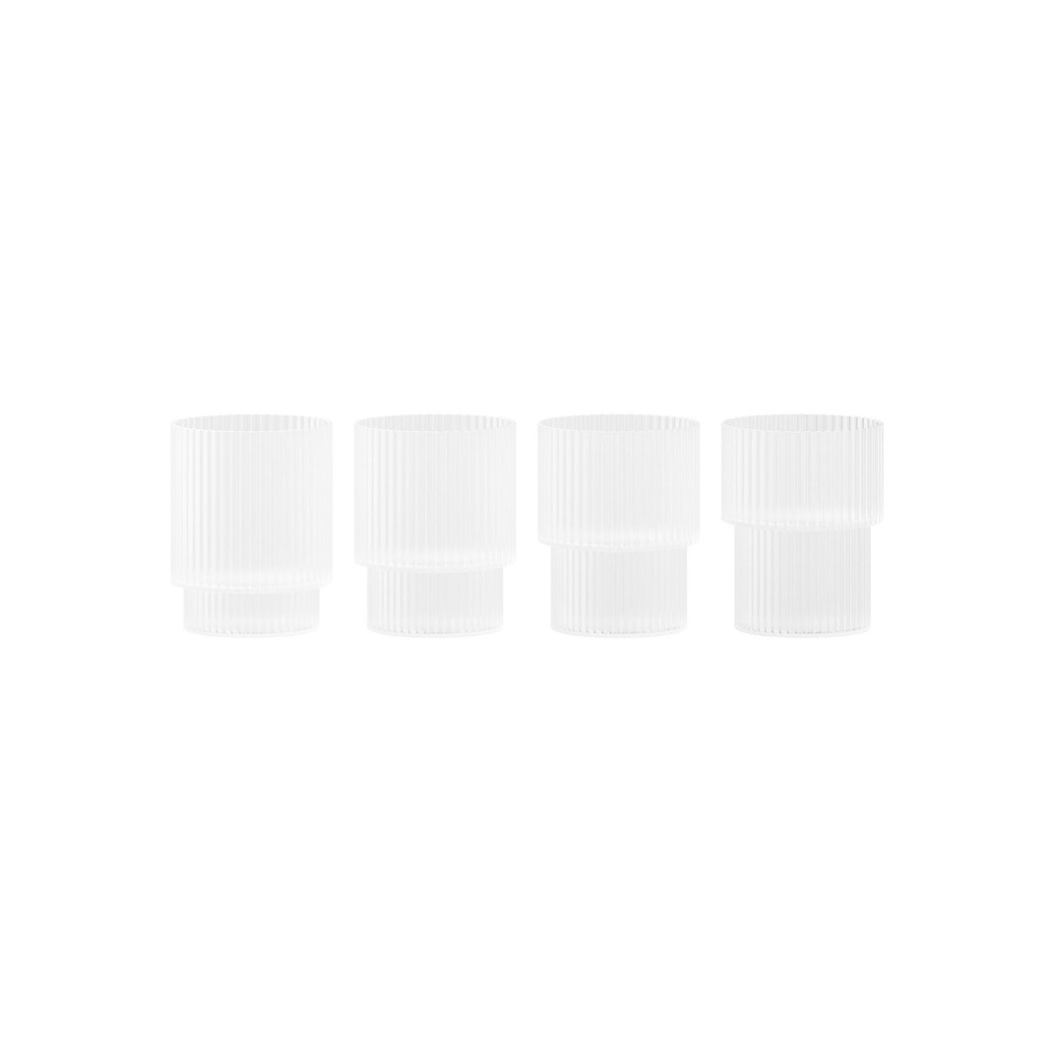 Ferm Living White - Set Of 4 - Ø 5 X H 6 Cm (6 Cl) Ripple - Mouth Blown Glass