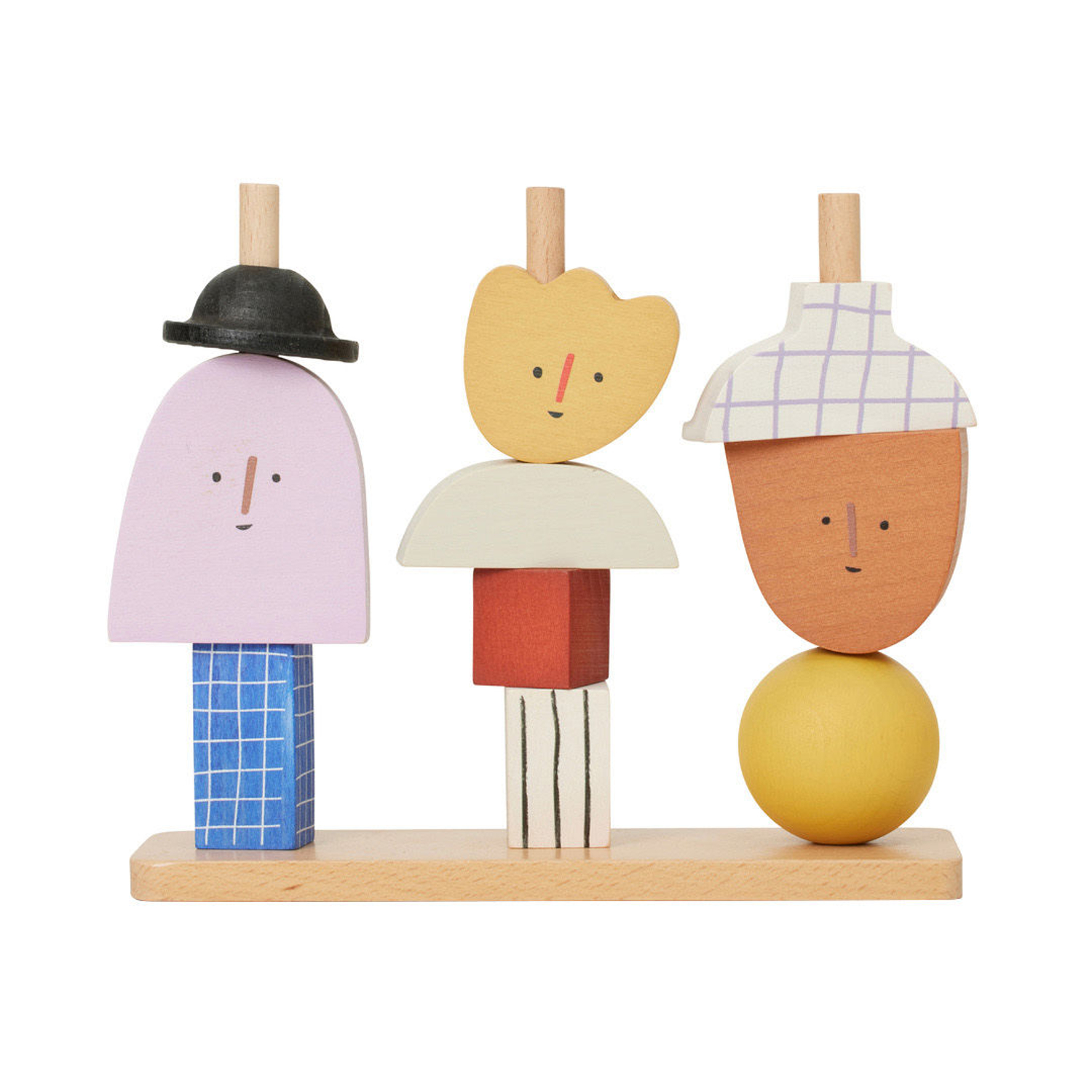 Ferm Living - Stacking Toy Jeu Bois - Multicoloured - Beechwood - Designer Trine Andersen