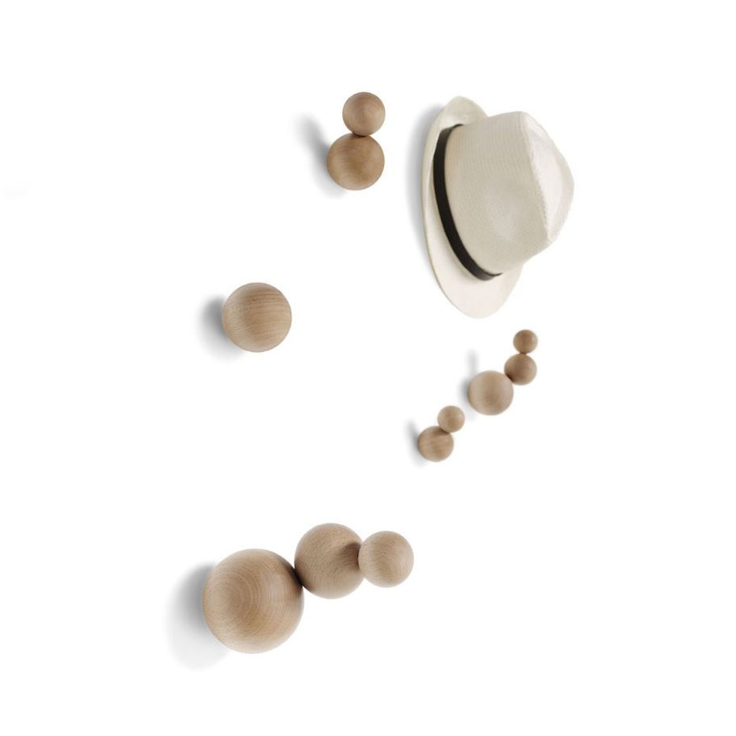 Mogg - Patère Bubble - Bois naturel - Hêtre massif tourné - Designer Annebet Philps