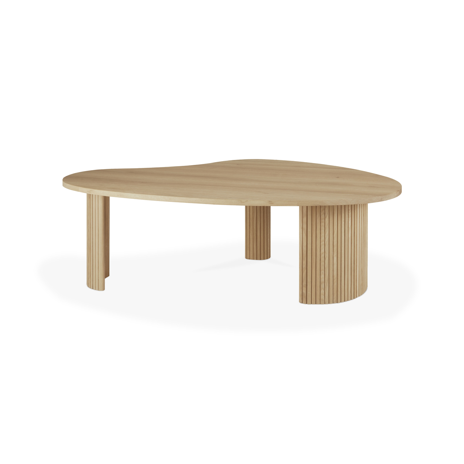 Ethnicraft - Table basse Boomerang - Bois naturel - Chêne massif huilé - Designer Alain van Havre