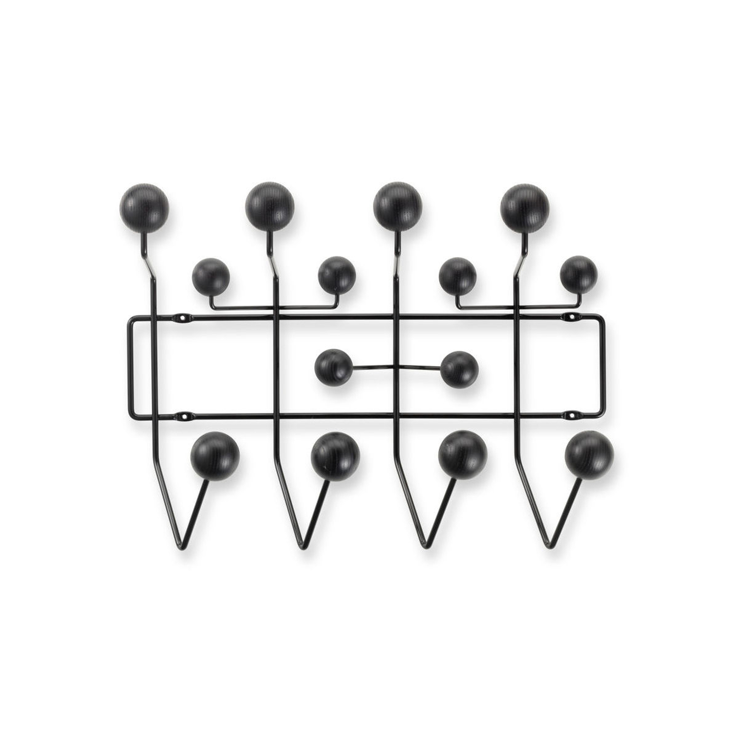 Vitra Black - Wall Coat Rack Hang It All - Lacquered Ash - Designer Charles & Ray Eames