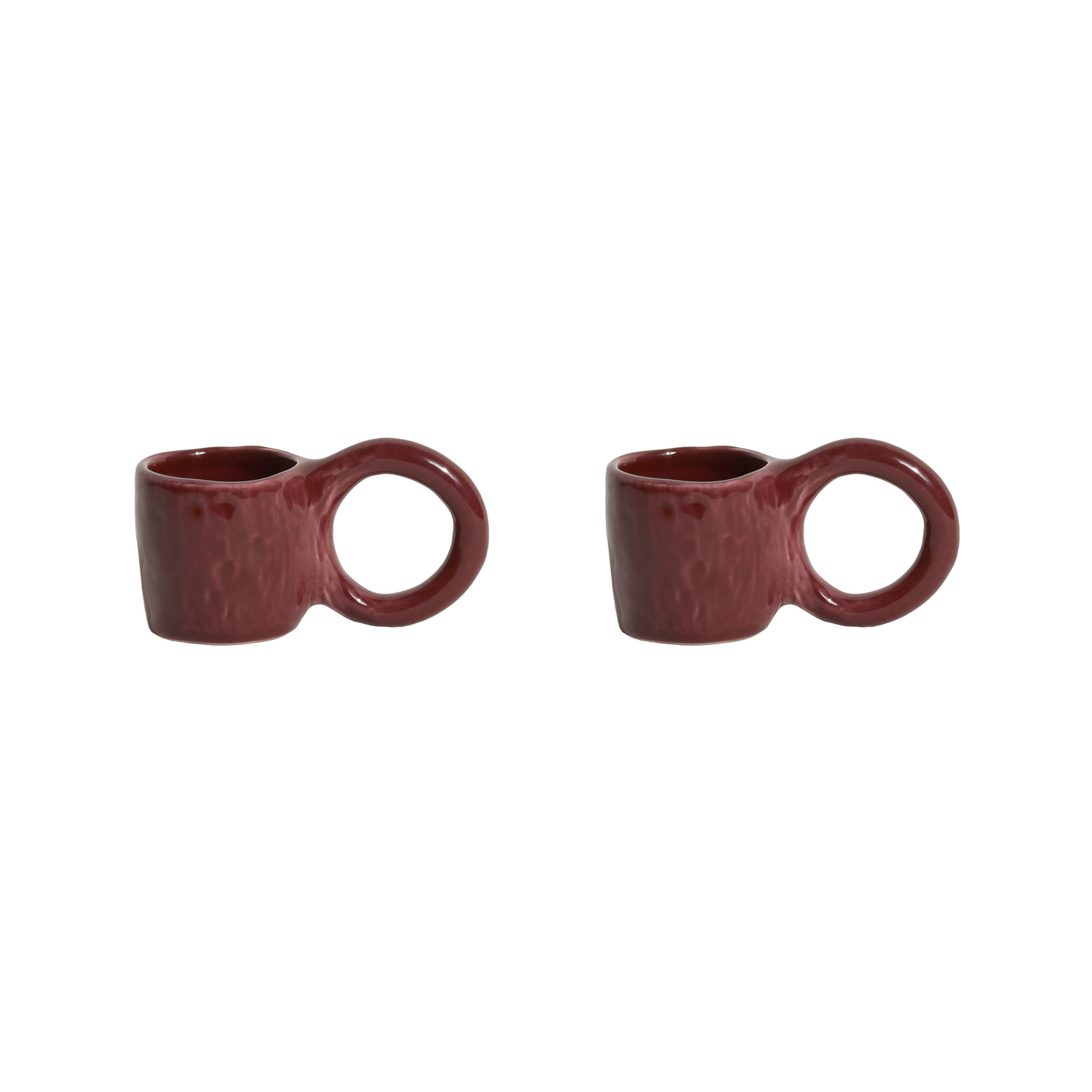 Petite Friture - Ø 6 x H 5,5 cm - Lot de 2 Donut - Rouge - Faïence émaillée - Designer Pia Chevalier Petite Friture - Ø 6 x H 5,5 cm - Lot de 2 Donut - Rouge - Faïence émaillée - Designer Pia Chevalier