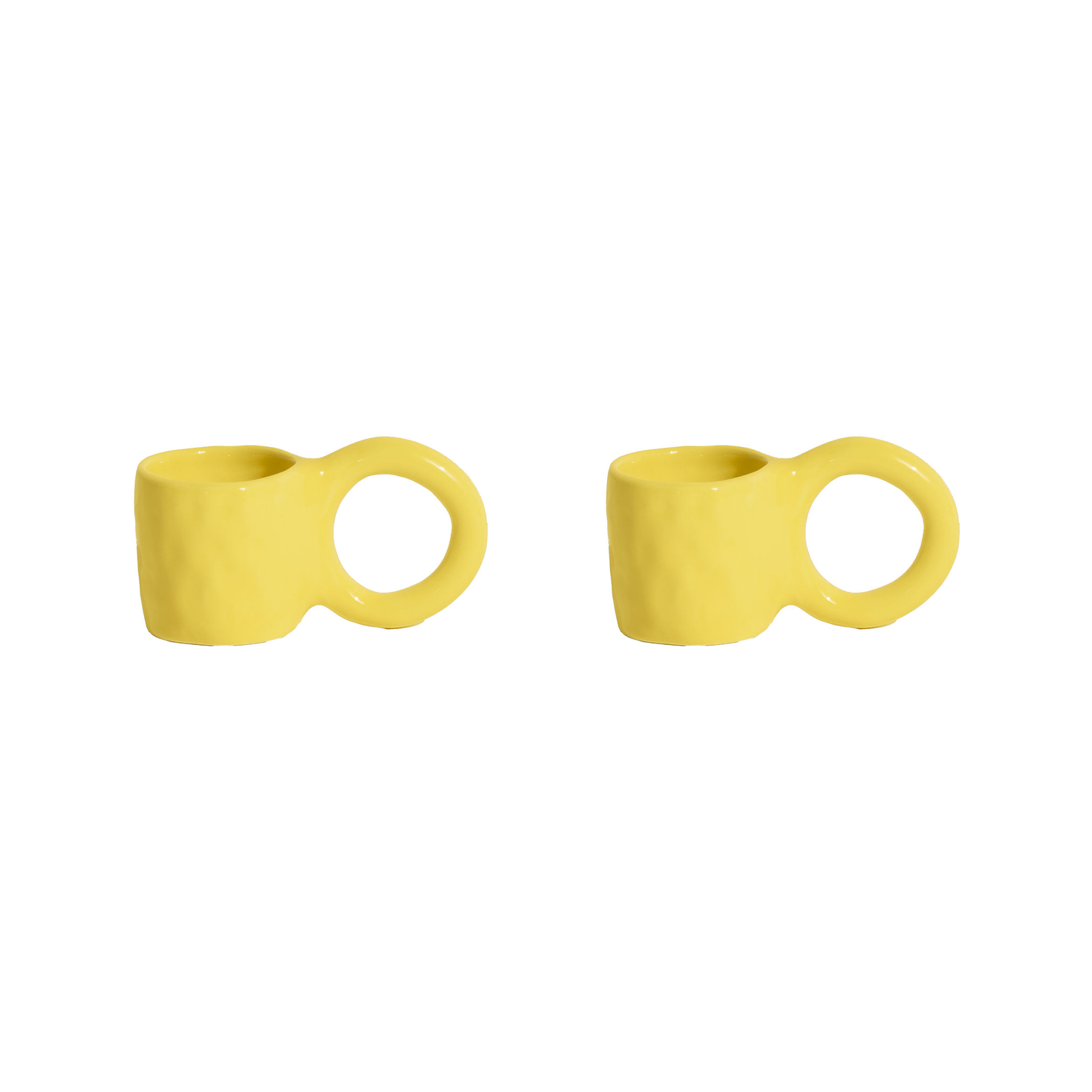 Petite Friture - Ø 6 x H 5,5 cm - Lot de 2 Donut - Jaune - Faïence émaillée - Designer Pia Chevalier Petite Friture - Ø 6 x H 5,5 cm - Lot de 2 Donut - Jaune - Faïence émaillée - Designer Pia Chevalier