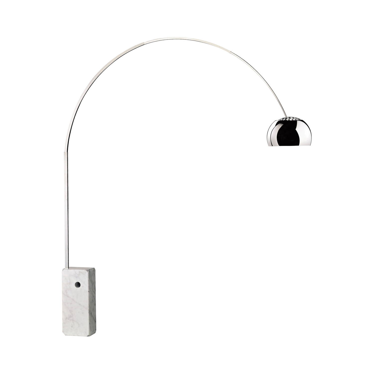 Flos Light/White - Floor Lamp Arco - Metal - Carrare Marble - Designer Achille Castiglioni