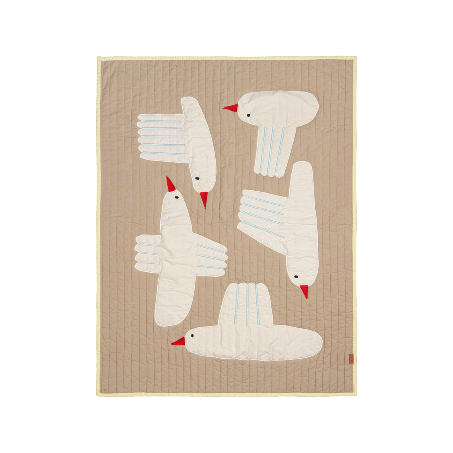 Ferm Living Beige - Children Blanket Bird Quilted - Recycled Polyester - Designer Trine Andersen