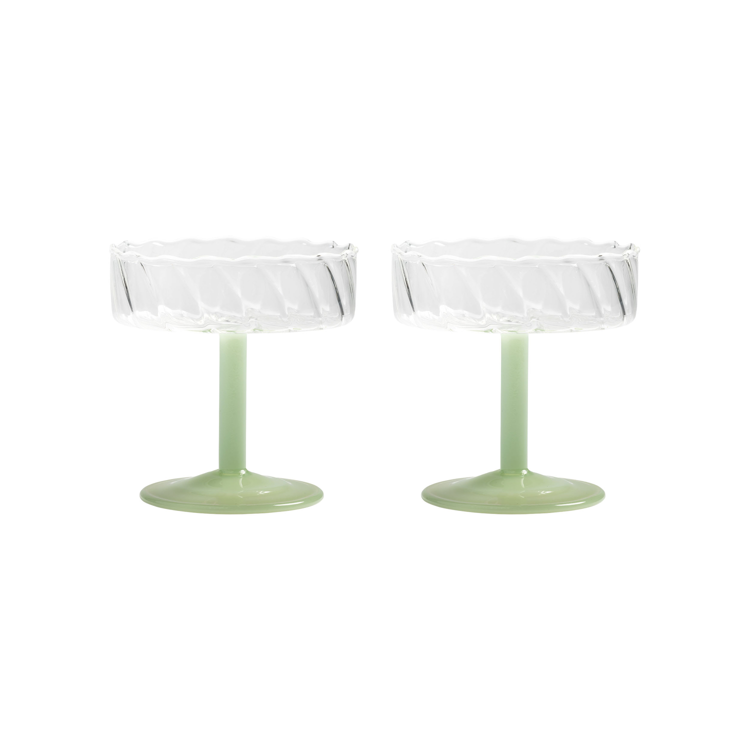 Klevering Green & - Set Of 2 Twirl - Glass