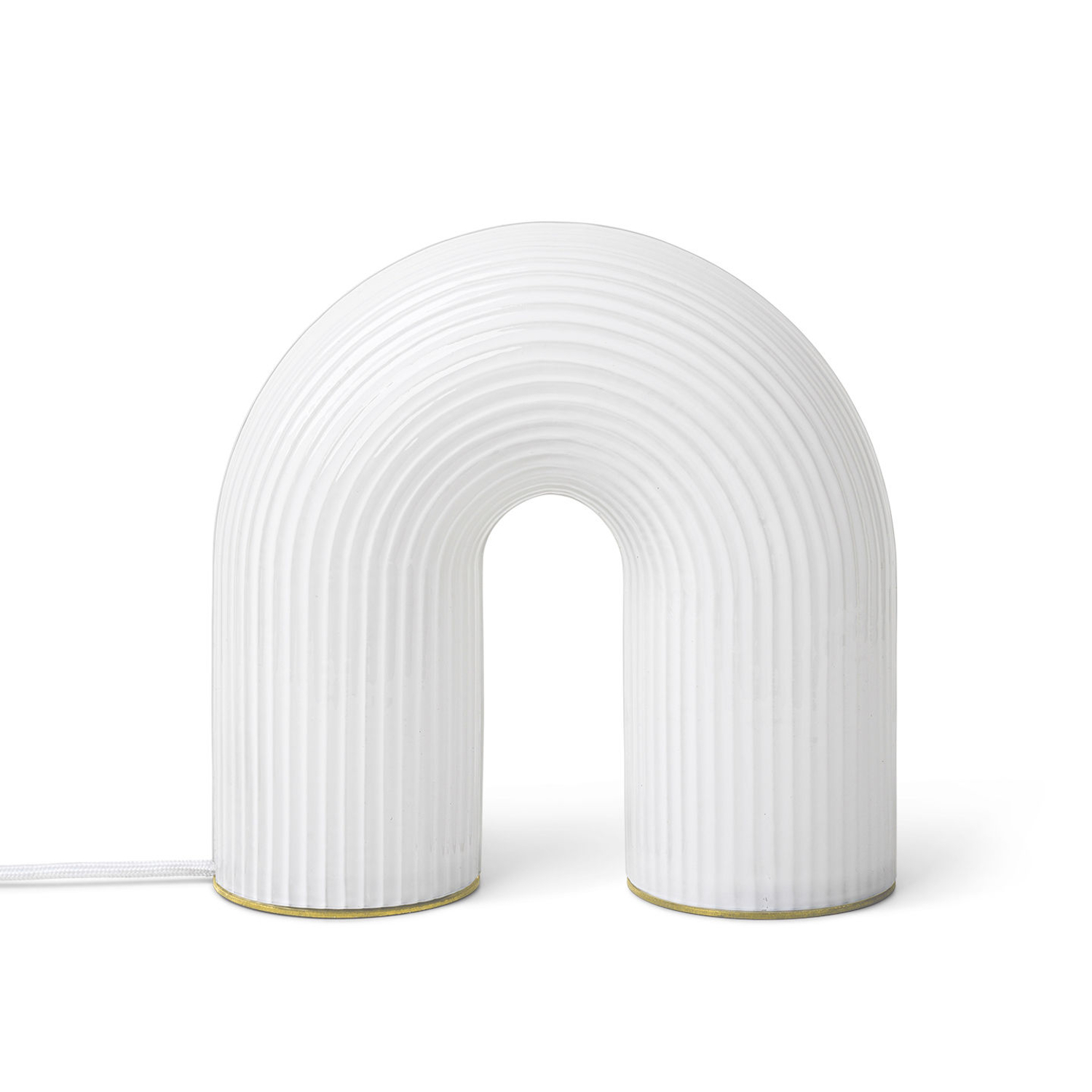 Ferm Living White - Table Lamp Vuelta - Opal Glass With Stripes - Designer Trine Andersen