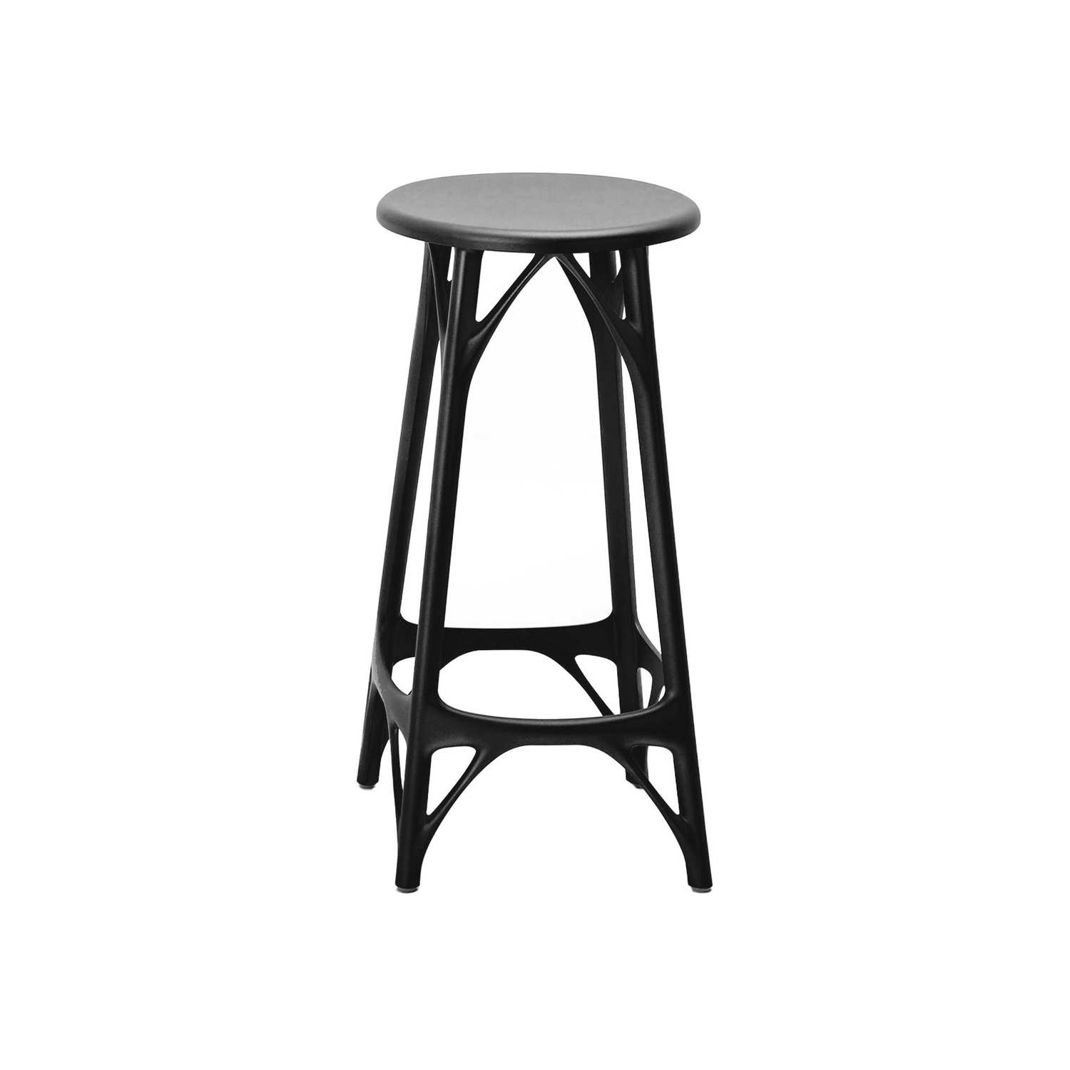 Kartell Black - Bar Stool A. I - Recycled Thermoplastic Technopolymer - Designer Philippe Starck