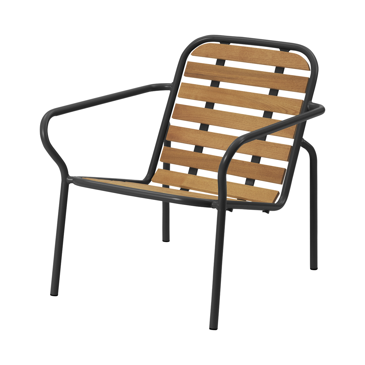 Normann Copenhagen Light/Black/Dark - Stackable Low Armchair Vig - Natural Wood - Oiled Robinia Wood - Designer Simon Legald