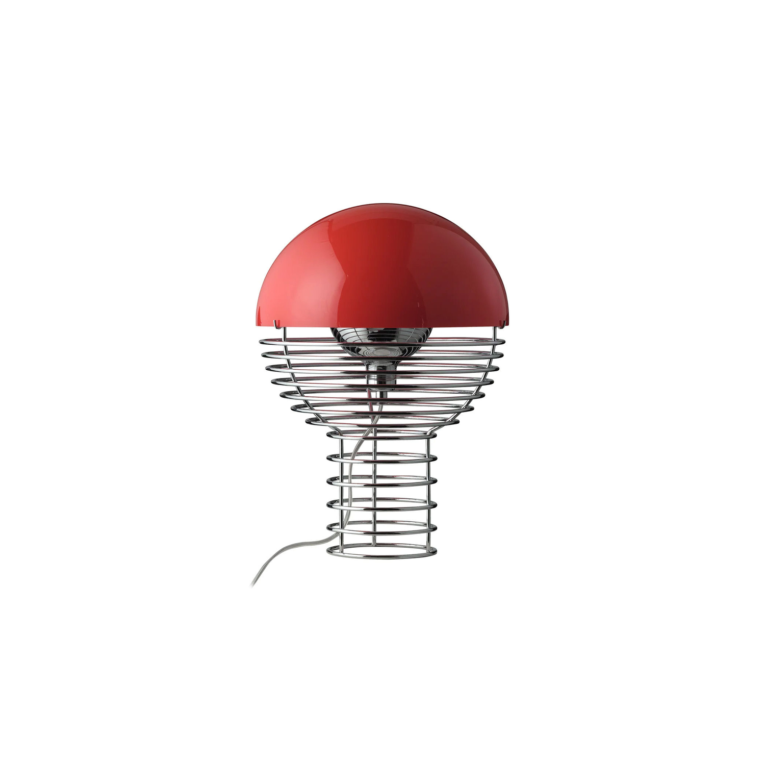 Verpan Red - Table Lamp Wire - Chromed Steel - Designer Verner Panton