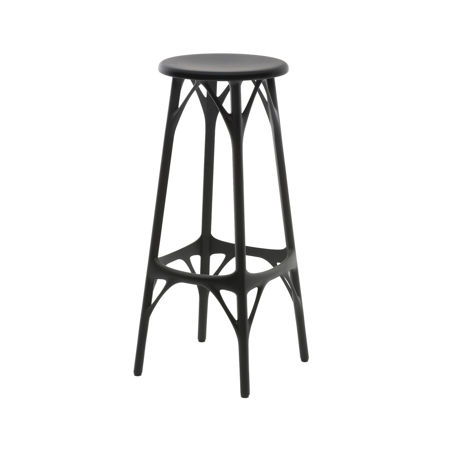 Kartell Black - Bar Stool A. I - Recycled Thermoplastic Technopolymer - Designer Philippe Starck