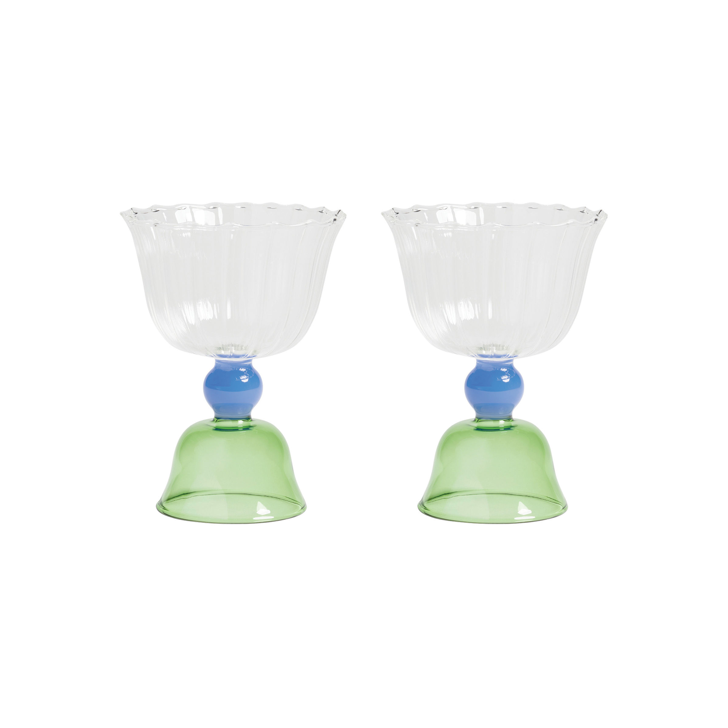 Klevering Green & - Set Of 2 - 20 Cl Tulip - Glass