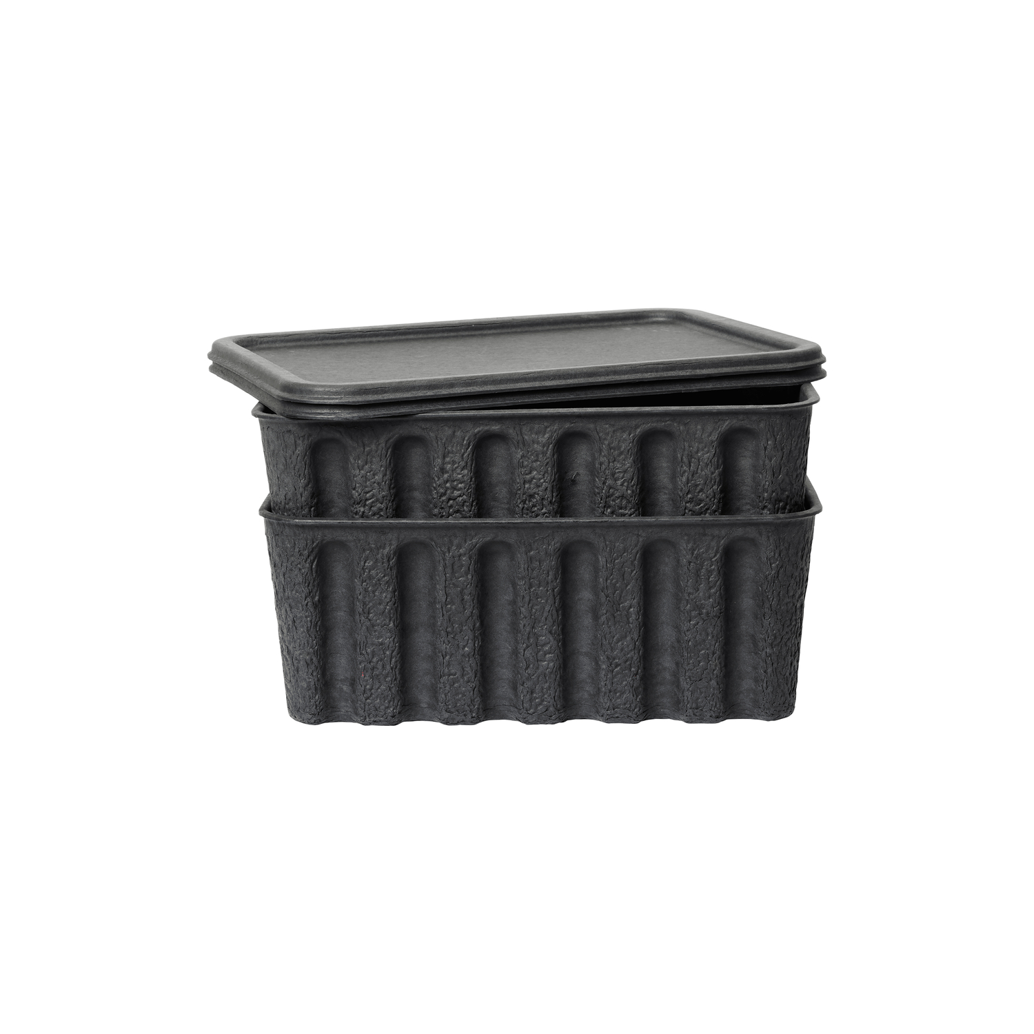 Ferm Living Grey - Set Of 2 - Stackable 30 X 40 X H 15 Cm Paper Pulp - Recycled Paper Pulp